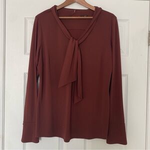 Iris Setlakwe Brown Tie-Neck V-neck Top Size XL